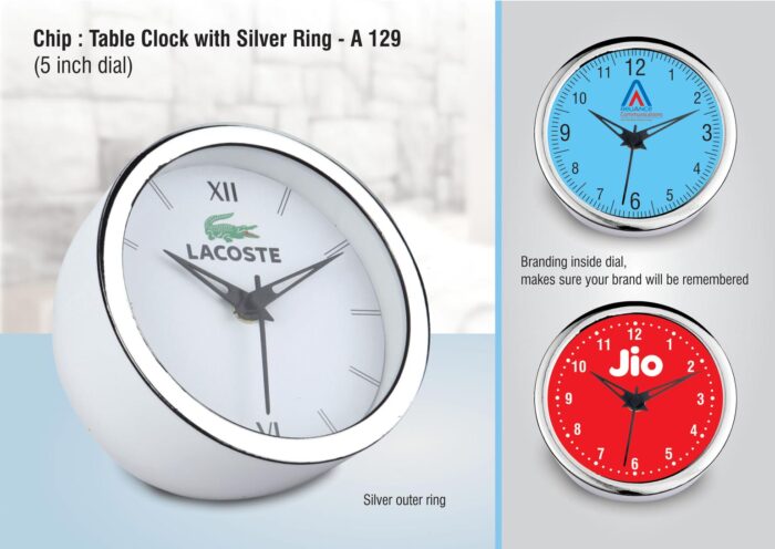 Table Clock with Silver Ring